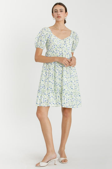 Lavender Floral Babydoll Mini Dress