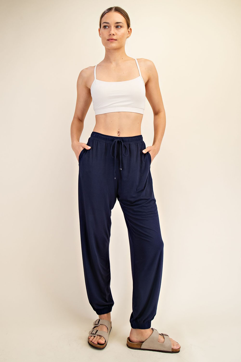 Navy Drawstring Jogger Pants
