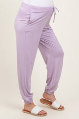 Lavender Drawstring Maternity Jogger Pants