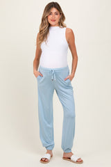 Light Blue Drawstring Maternity Jogger Pants