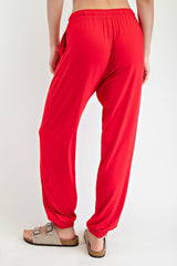 Red Drawstring Jogger Pants