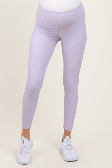 Lavender Ribbed Maternity Leggings