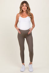Mocha Ribbed Maternity Leggings
