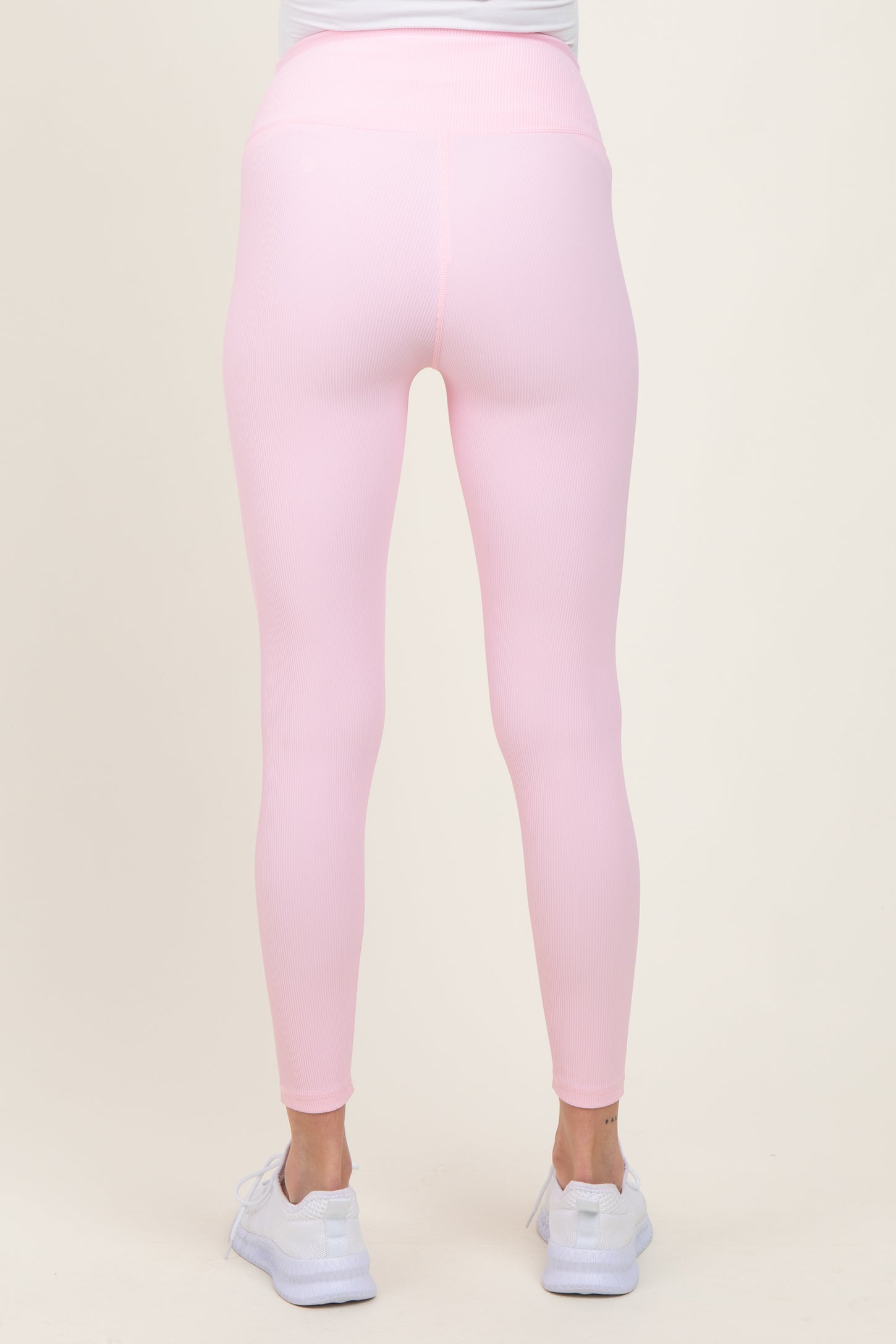 Pink Ribbed Maternity Leggings