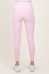 Pink Ribbed Maternity Leggings