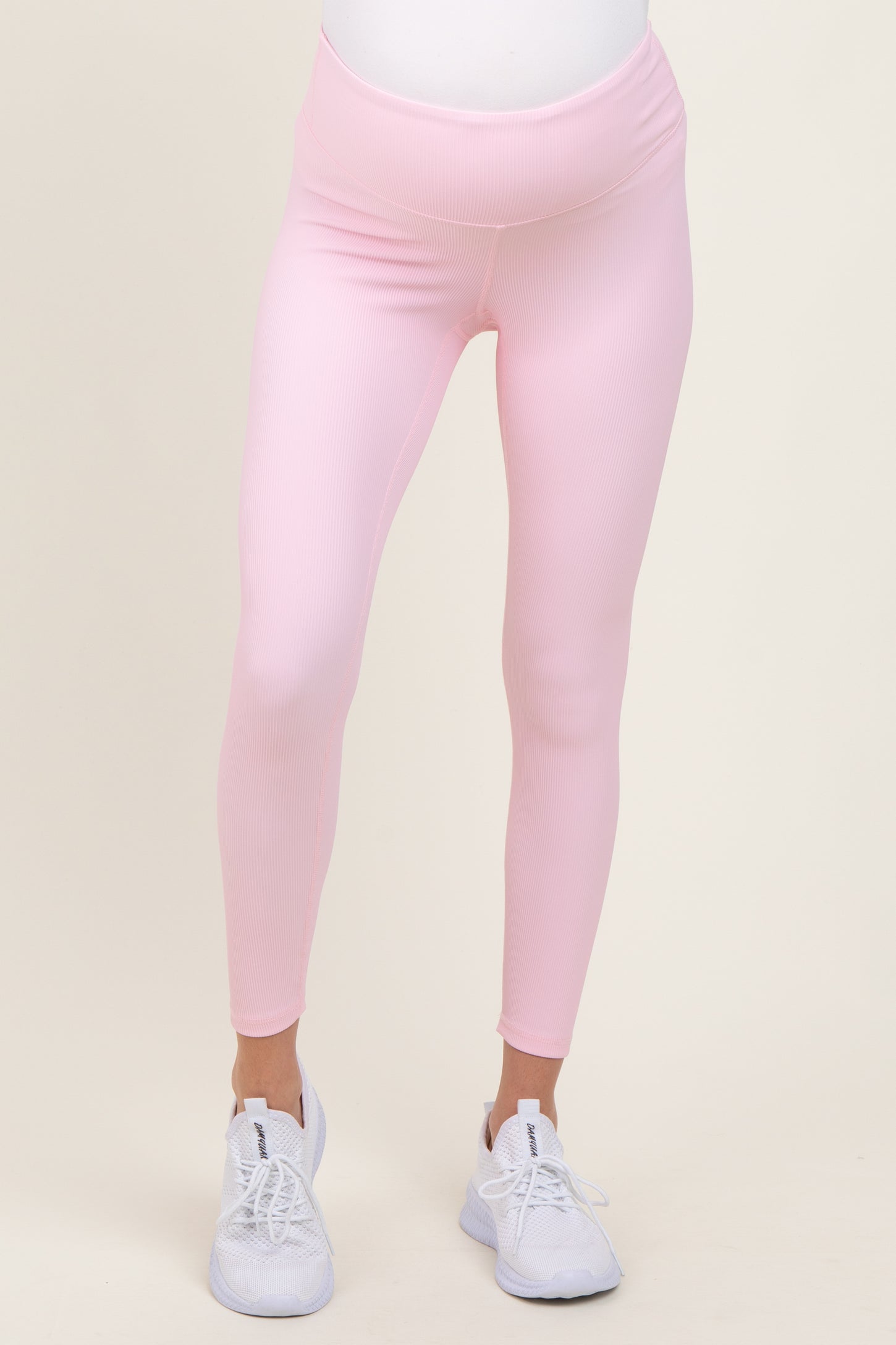 Pink Ribbed Maternity Leggings