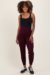 Burgundy Cargo Pocket Maternity Jogger Pants