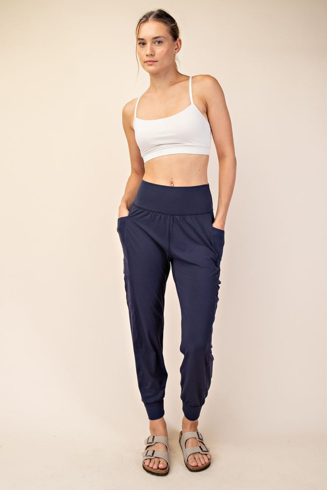 Navy Cargo Pocket Maternity Jogger Pants