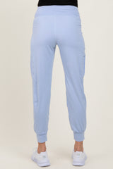 Light Blue Cargo Pocket Maternity Jogger Pants