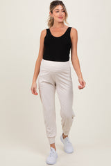 Cream Cargo Pocket Maternity Jogger Pants