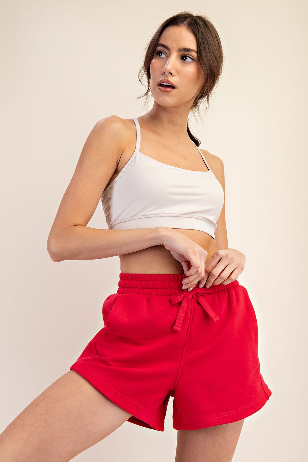 Red Terry Maternity Shorts