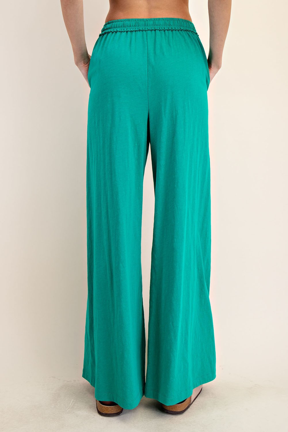 Green Drawstring Wide Leg Lounge Pant