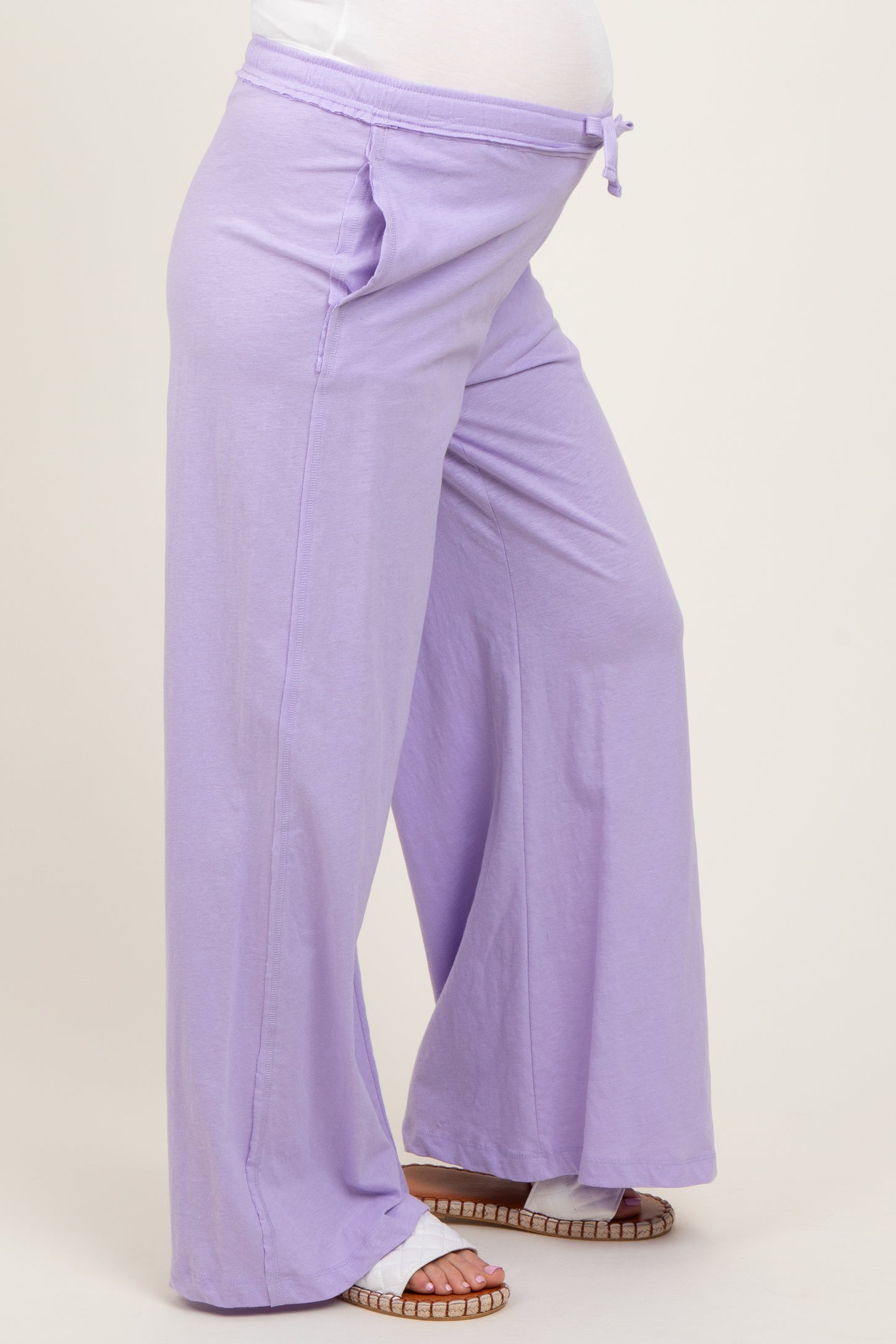 Lavender Drawstring Wide Leg Maternity Lounge Pant
