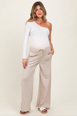 Cream Drawstring Wide Leg Maternity Lounge Pant