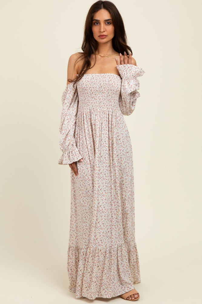 off shoulder smocked dress Cream Floral Maxi Its handcrafted from lightweight Paolo Navy Gingham Ruffle DressStyle:Casual Size:3-6  months