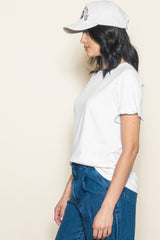 White Ruffle Trim Short Sleeve T-Shirt
