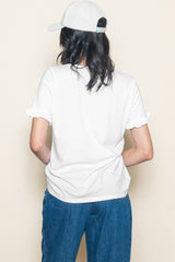 White Ruffle Trim Short Sleeve T-Shirt