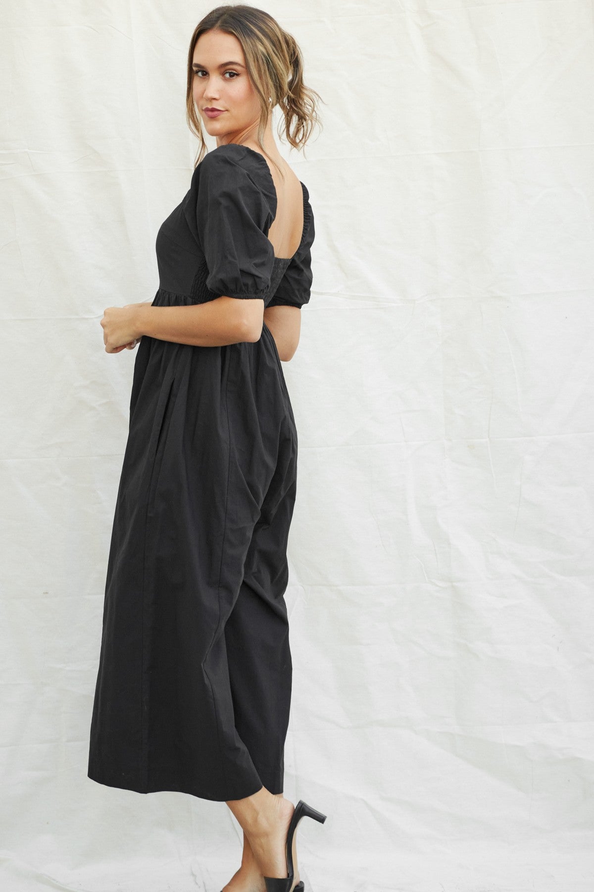 Black Sweetheart Cropped Wide Leg Jumpsuit