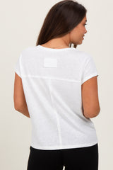 White Linen Blend Maternity Short Sleeve Tee