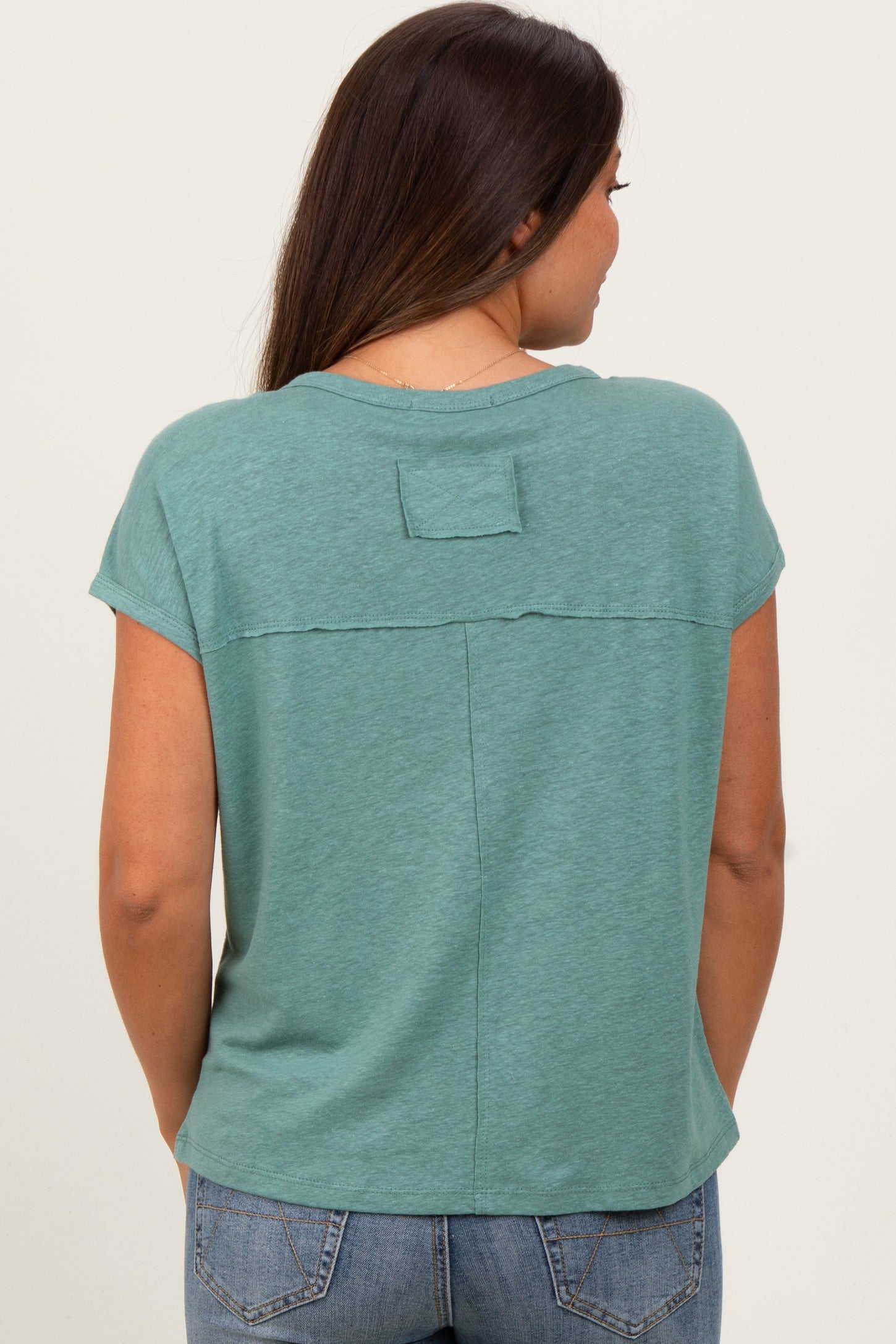 Light Olive Linen Blend Maternity Short Sleeve Tee