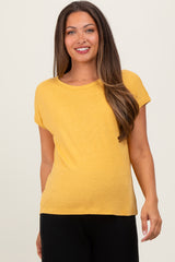 Yellow Linen Blend Maternity Short Sleeve Tee