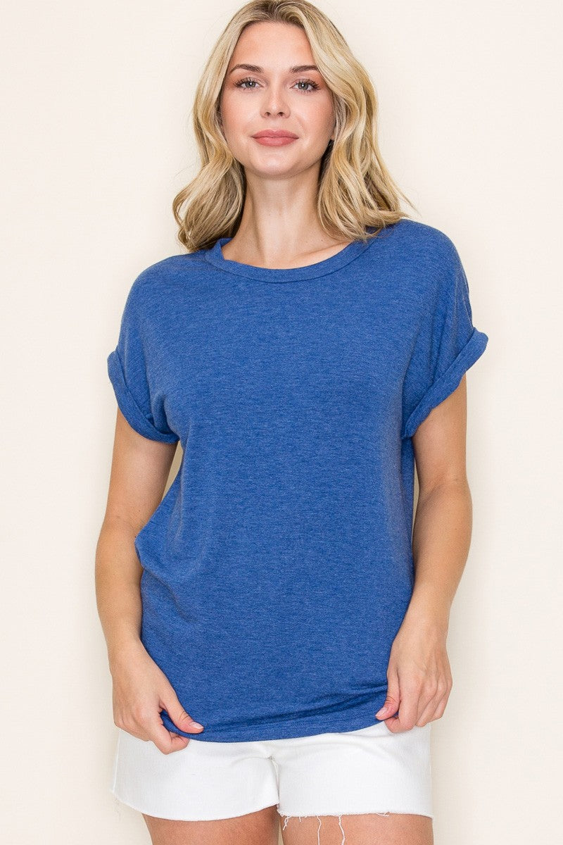Royal Blue Rolled Cuff Maternity Top