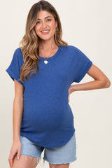 Royal Blue Rolled Cuff Maternity Top