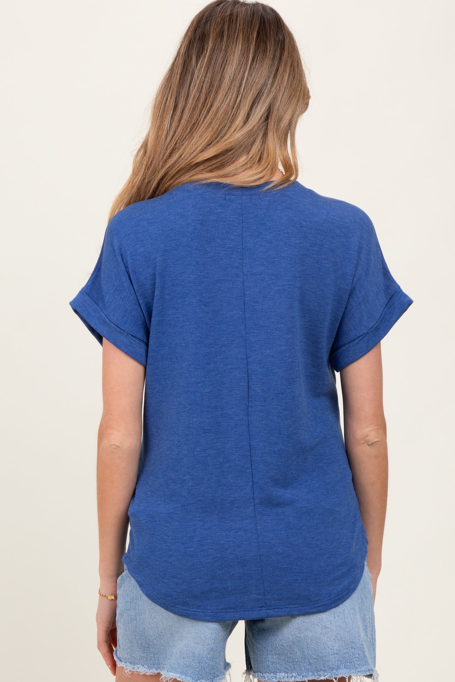 Royal Blue Rolled Cuff Maternity Top