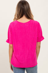 Pink Relaxed Ruffle Detail Short Sleeve Top