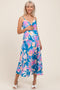 Blue Floral O-Ring Maternity Midi Dress
