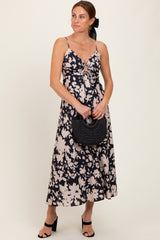 Black Floral Keyhole Detail Maxi Dress