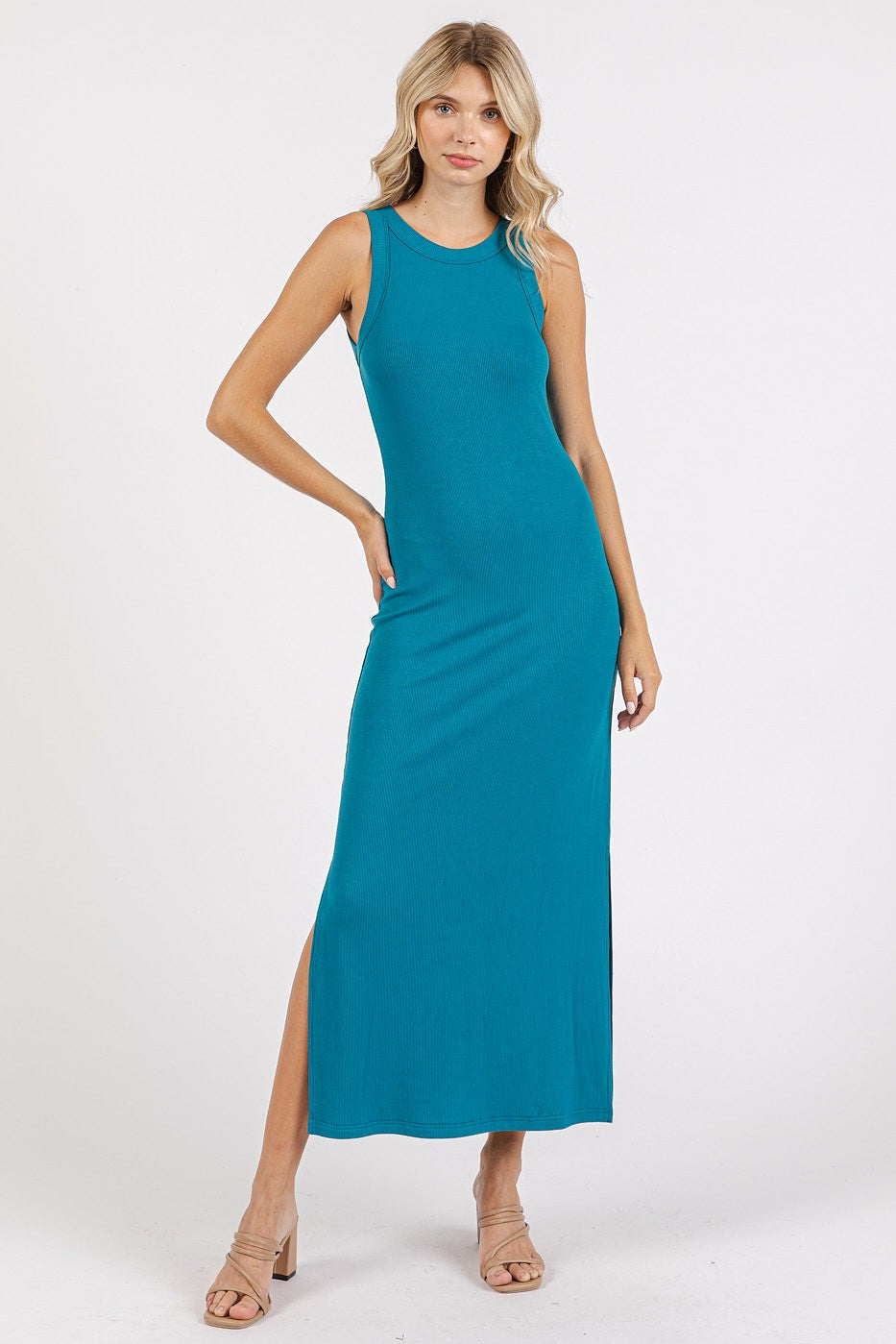 tank dress with side slits Mod-o-doc Side Slit Tank Dress Women's Dress Washed Ebony : MD (US 8-10)