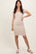 Beige Ribbed Knit Short Sleeve Dress