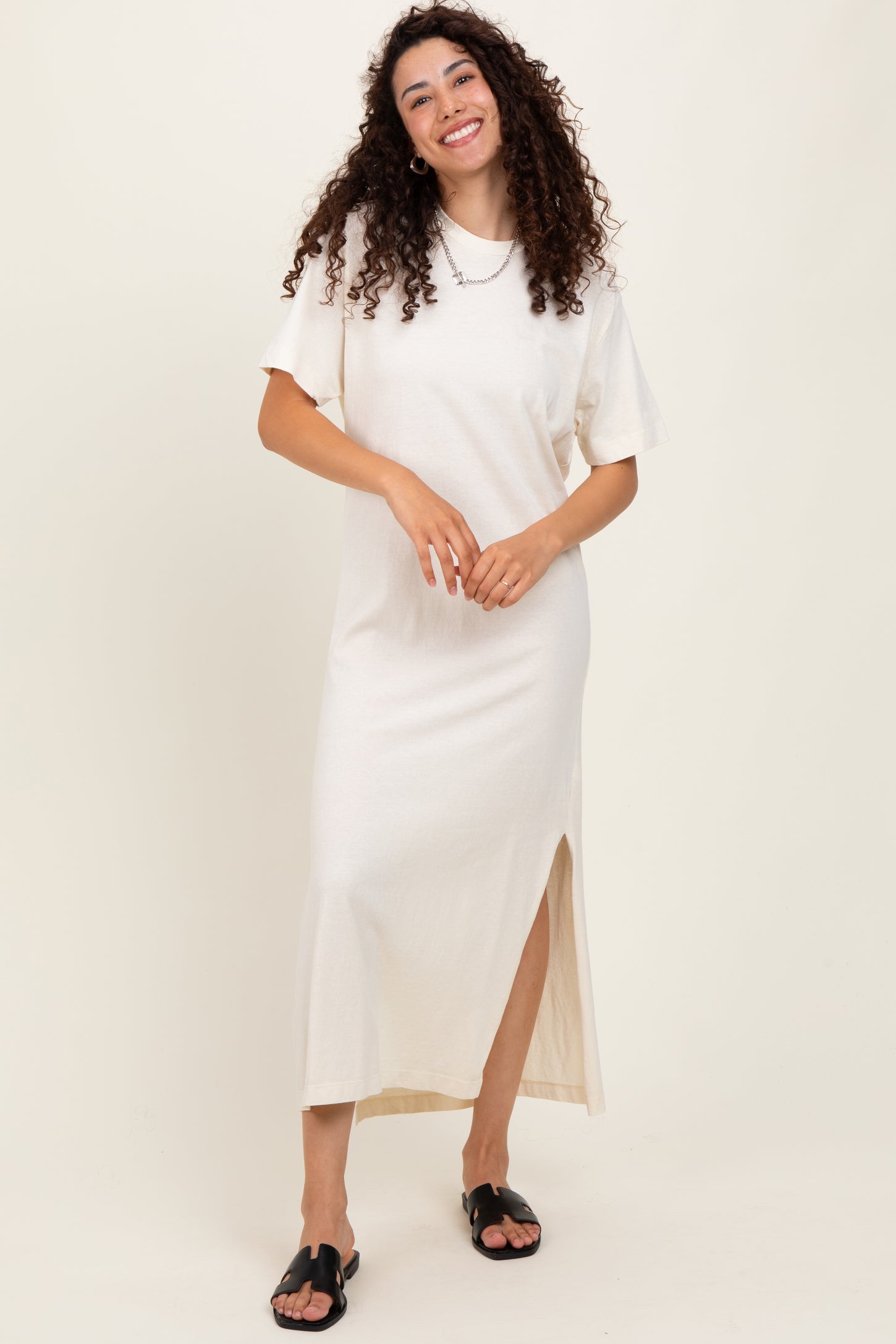 Cream Short Sleeve Knit T-Shirt Maxi Dress – PinkBlush Cream Short Sleeve Knit T-Shirt Maxi Dress – PinkBlush