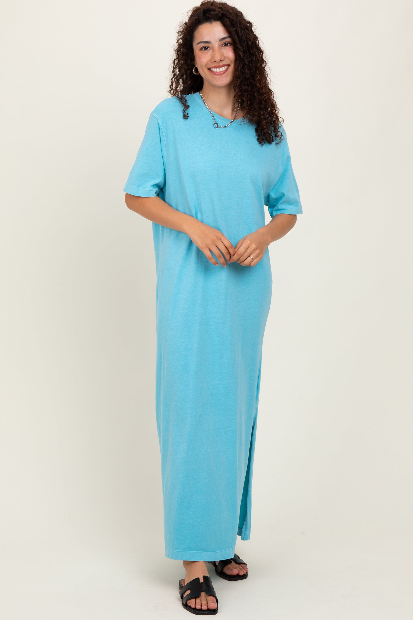 maternity t shirt maxi dress Isabella Oliver Maternity Black Caviar 3/4 T-Shirt Sleeve Ruched Maternity Dress With Removable Belt (Gently Used