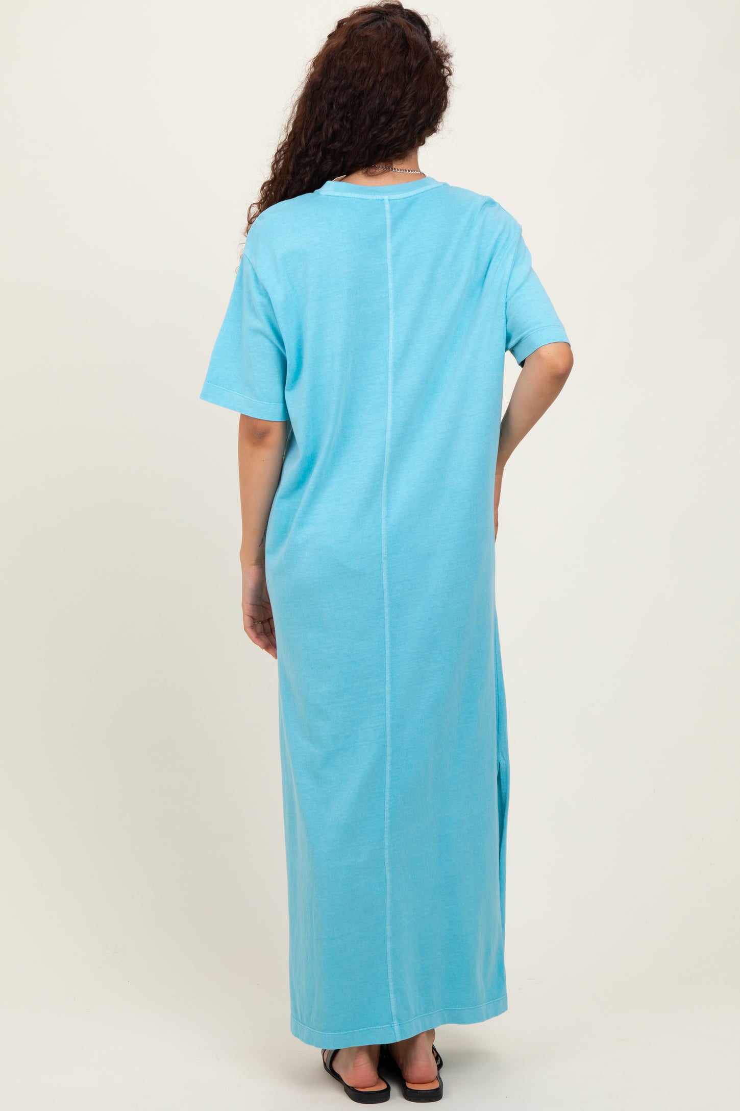 Aqua Short Sleeve Knit T-Shirt Maxi Dress