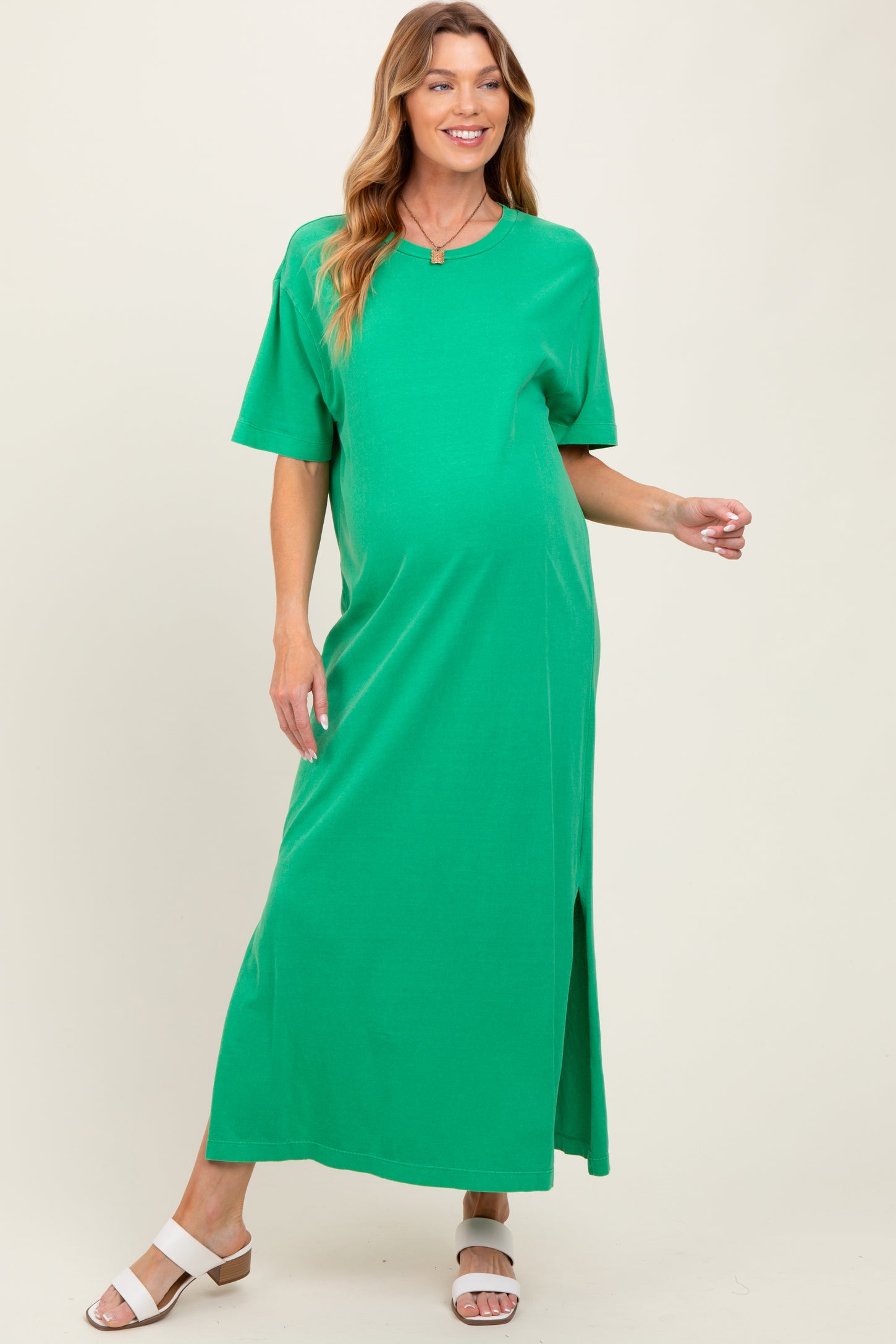 maternity t shirt maxi dress Fnfyfh Womens Plus Size T-Shirt Maxi Dress Short Sleeve Scoop Neck Long Dress Soft Comfy Maternity Dress Nightgown, Women's, Size: 5XL, Green