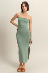 Sage Strapless Fitted Maxi Dress