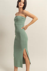 Sage Strapless Fitted Maxi Dress