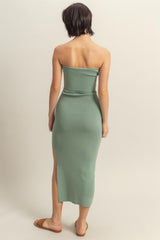 Sage Strapless Fitted Maxi Dress