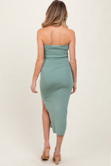Sage Strapless Fitted Maternity Maxi Dress
