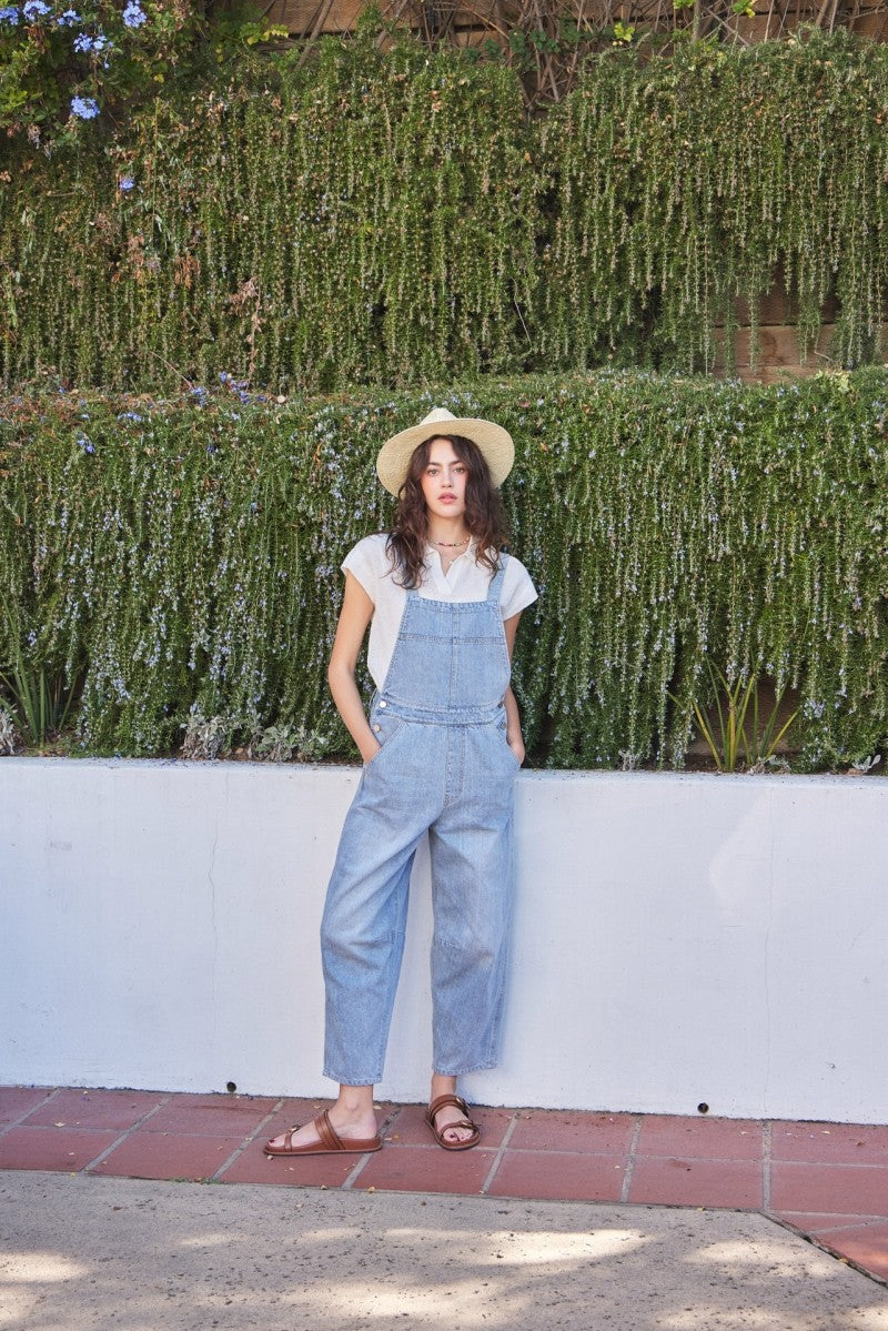 Light Blue Washed Denim Overalls