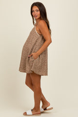 Brown Flowy Jacquard Ditsy Maternity Romper