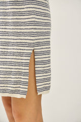 Blue Striped Knit Sash Tie Dress