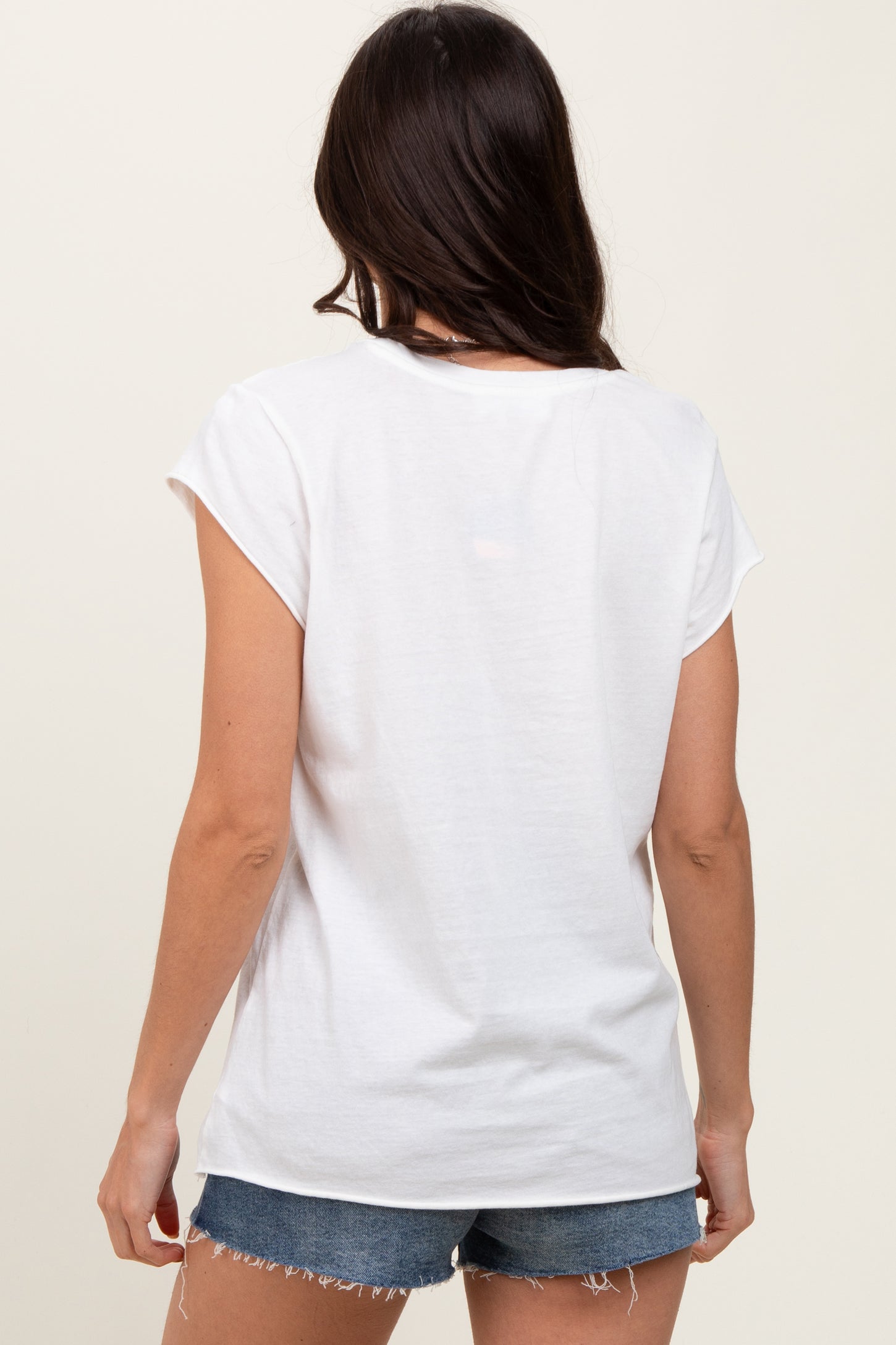 Ivory Soft Cap Sleeve Maternity T-Shirt Top