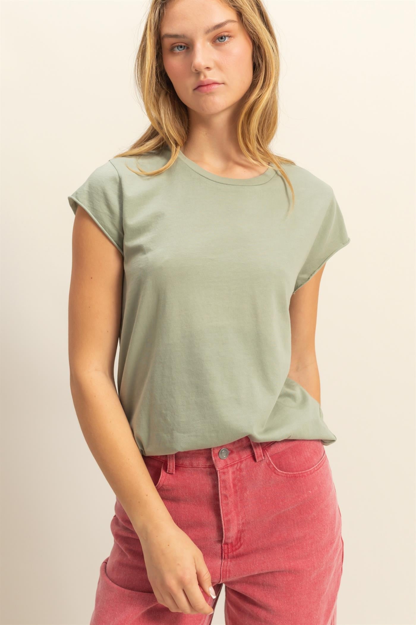 Sage Soft Cap Sleeve Maternity T-Shirt Top