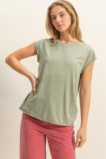 Sage Soft Cap Sleeve Maternity T-Shirt Top