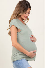 Sage Soft Cap Sleeve Maternity T-Shirt Top