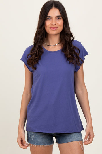 Navy Soft Cap Sleeve Maternity T-Shirt Top
