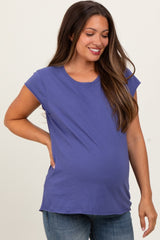 Navy Soft Cap Sleeve Maternity T-Shirt Top